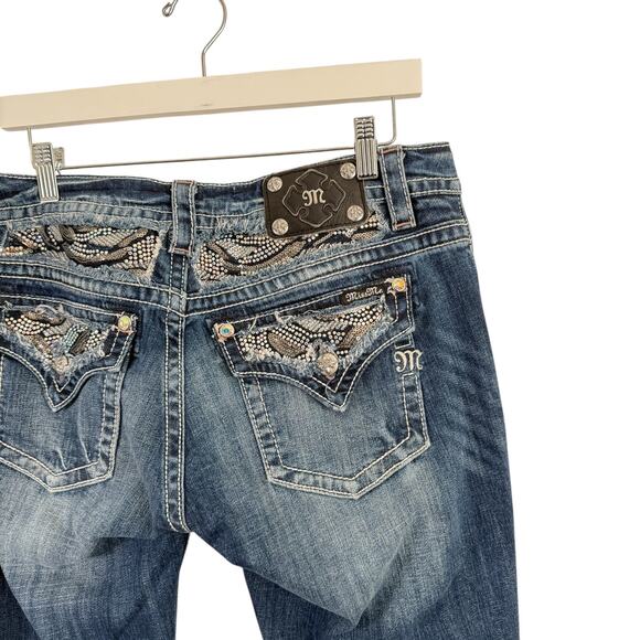 Miss Me Signature Straight Jeans Flap Embellished Pocket Western Womens 32 - Picture 4 of 7